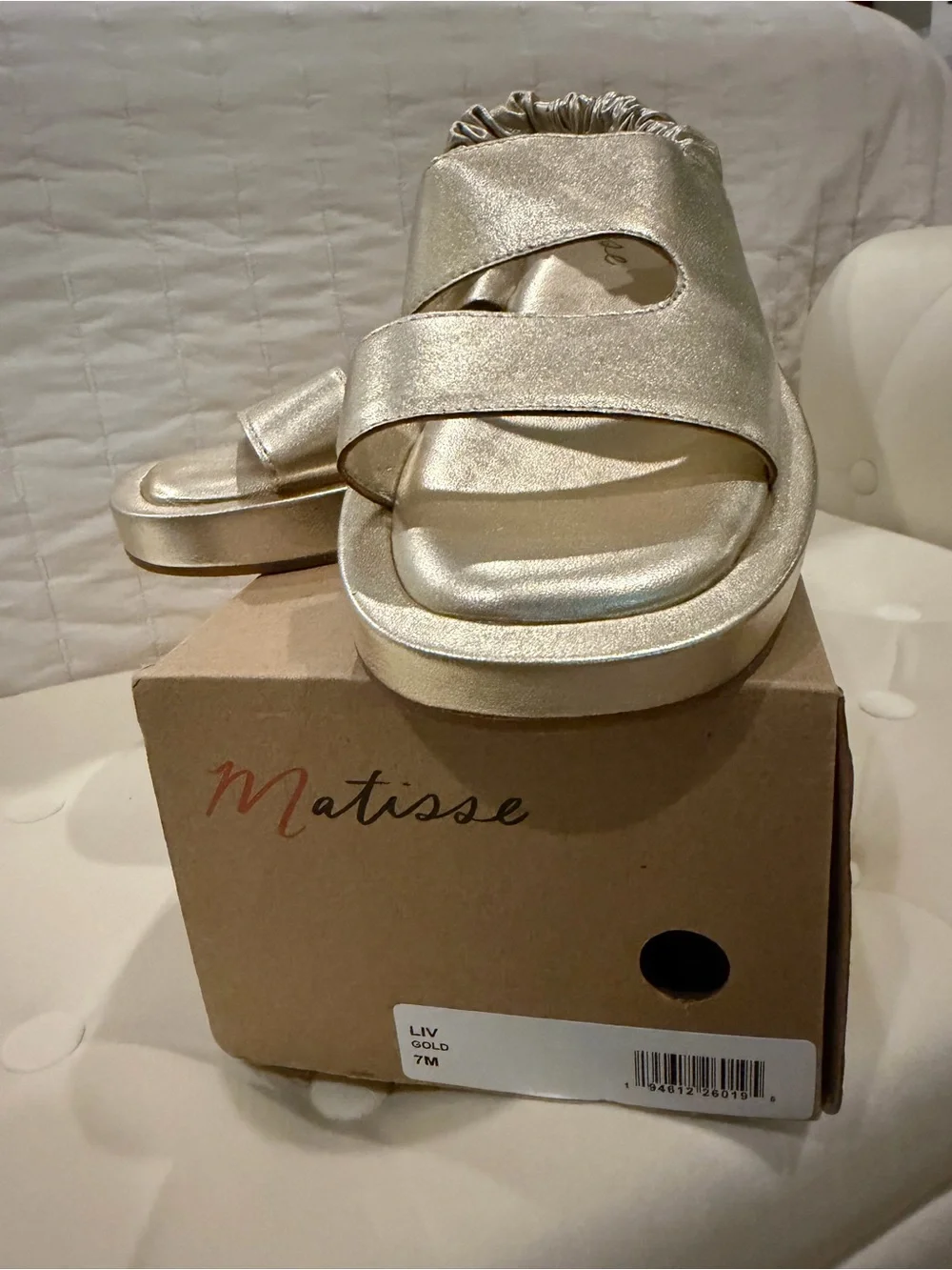 Matisse Liv Metallic Gold Slingback Slide Sandals - Women Size 7M
